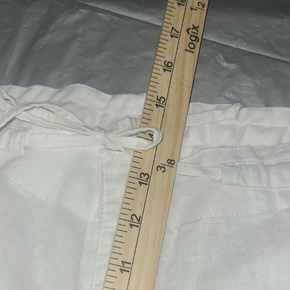 White Joggers with Relaxed Fit Soft Fabric Bohemian Hidden Hook & Zipper Fly EUC - Picture 5 of 9